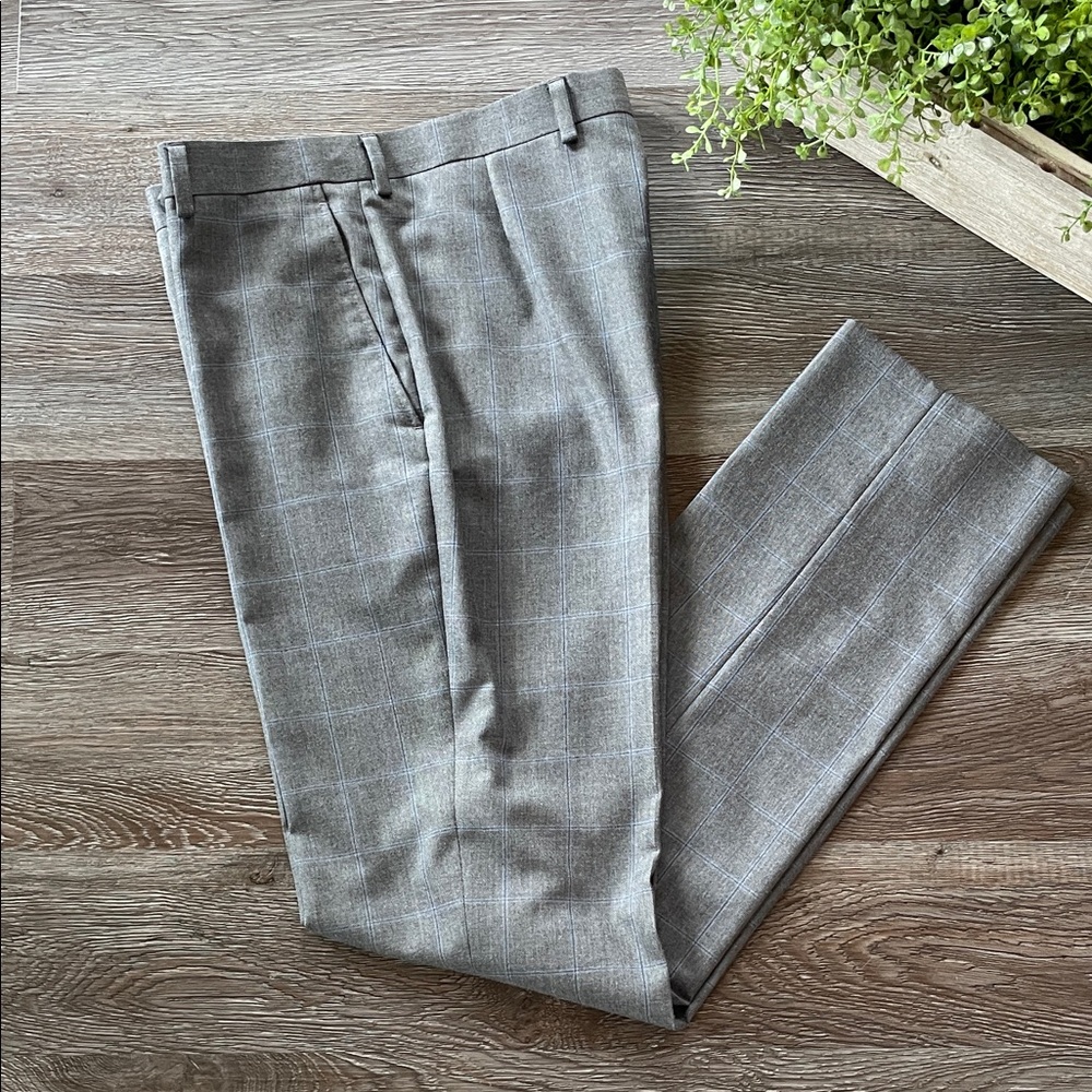 Lauren Ralph Lauren Boys Gray Plaid Windowpane Suit Pants Trousers Size 20R 30W